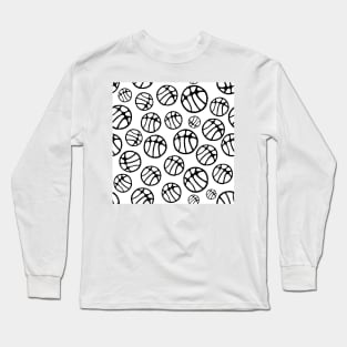 Black and White Basketball Ball Pattern Long Sleeve T-Shirt